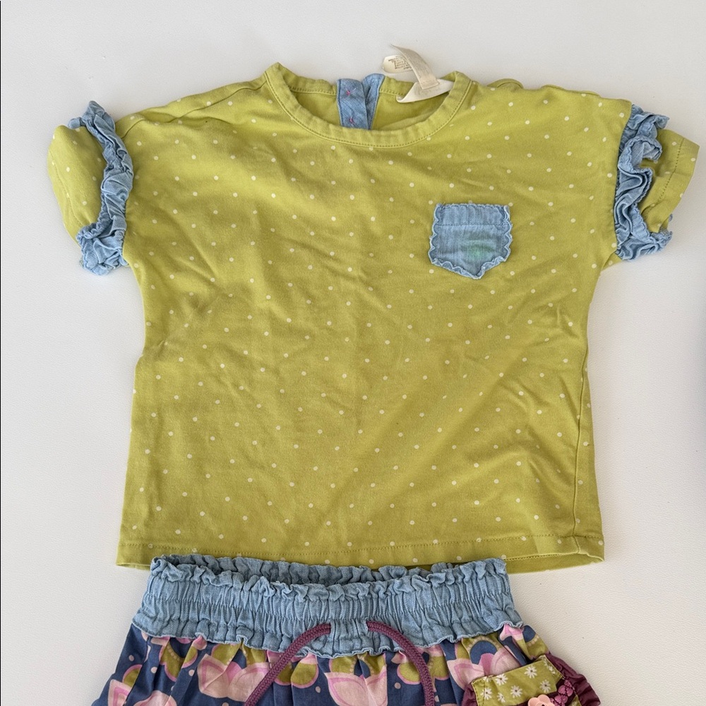 Matilda Jane Yellow and Blue Ruffle Sleeve Tee